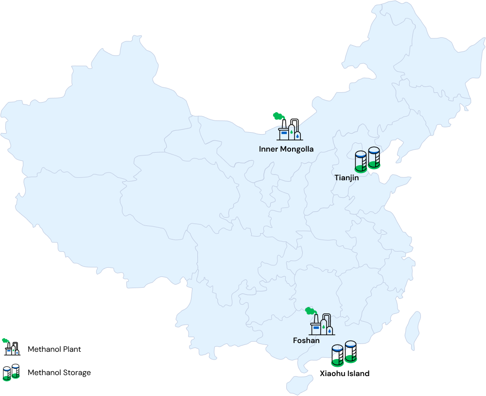 Green Methanol Map in China